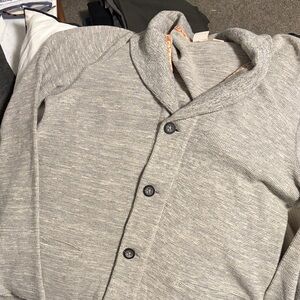 BOSS ORANGE Heather Gray Knit Sweater with Orange Logo Detail